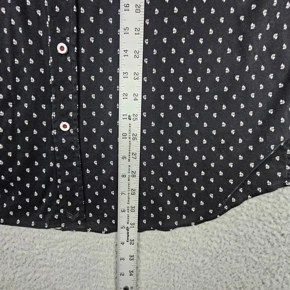 Buttercloth XLT Tall Fit Micro Sailboat Print Shirt Black Flip Cuff Button Up - Picture 5 of 6